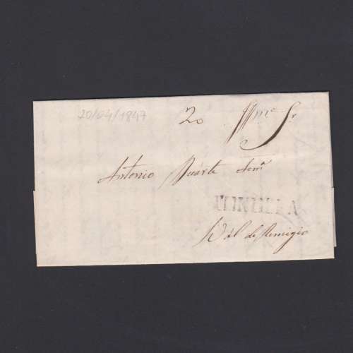 Pré-Filatélica circulada de Tondela para Vale de Remigio datada 20-04-1847