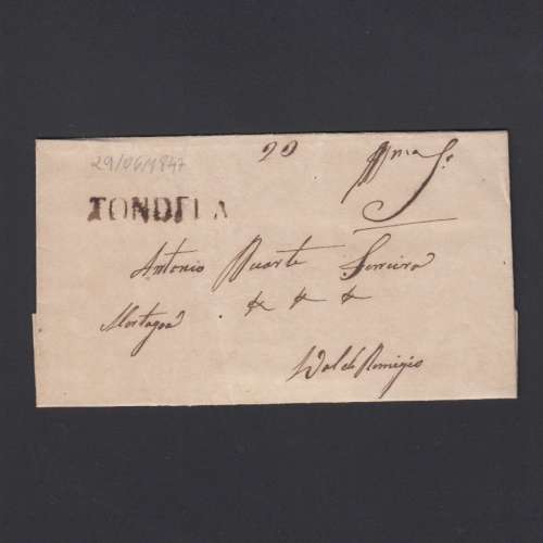 Pré-Filatélica circulada de Tondela para Vale de Remigio datada 29-06-1847