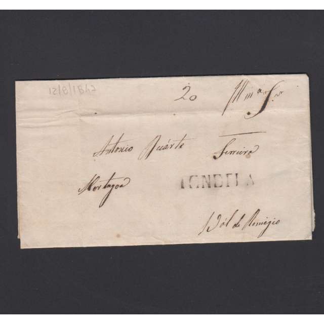 Pré-Filatélica circulada de Tondela para Vale de Remigio datada 12-08-1847