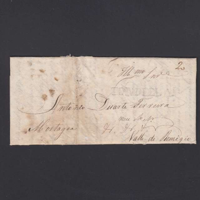 Pré-Filatélica circulada de Tondela para Vale de Remigio datada 16-06-1852
