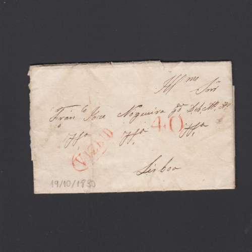 Pré-Filatélica circulada de Viseu para Lisboa datada 19-10-1830