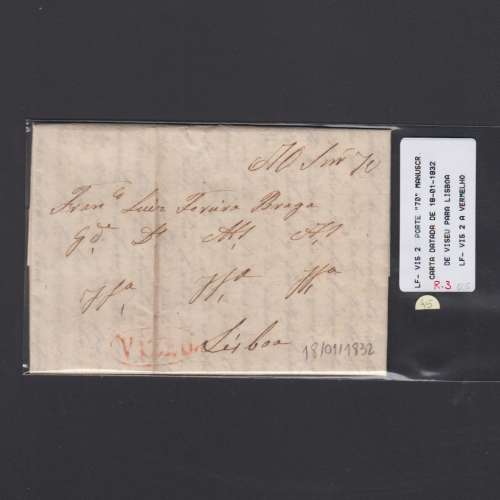 Pré-Filatélica circulada de Viseu para Lisboa datada 18-01-1832