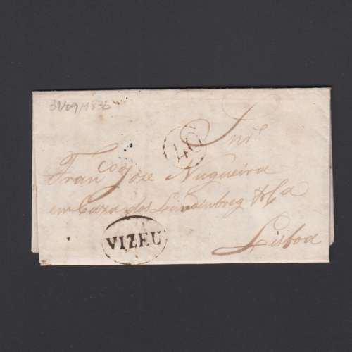 Pré-Filatélica circulada de Viseu para Lisboa datada 31-09-1835