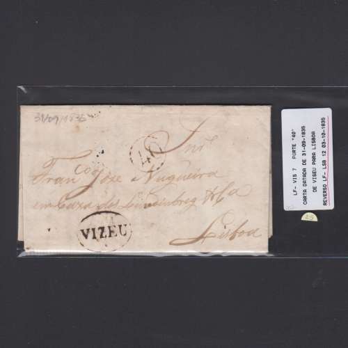 Pré-Filatélica circulada de Viseu para Lisboa datada 31-09-1835