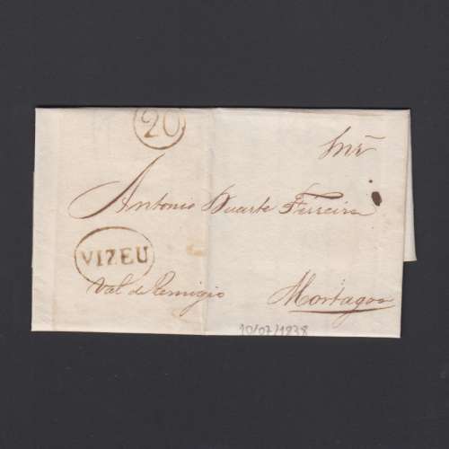 Pré-Filatélica circulada de Viseu para Vale de Remigio datada 10-07-1838