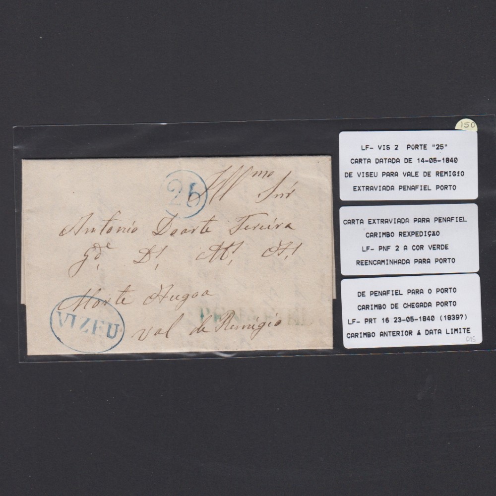 Pré-Filatélica circulada de Viseu para Vale de Remigio datada 14-05-1840