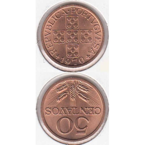 MOEDA DE CINQUENTA CENTAVOS (50 CENTAVOS) BRONZE 1970