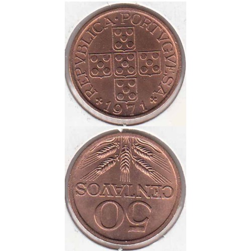 MOEDA DE CINQUENTA CENTAVOS (50 CENTAVOS) BRONZE 1971