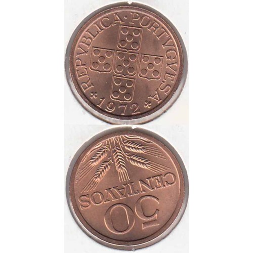 MOEDA DE CINQUENTA CENTAVOS (50 CENTAVOS) BRONZE 1972
