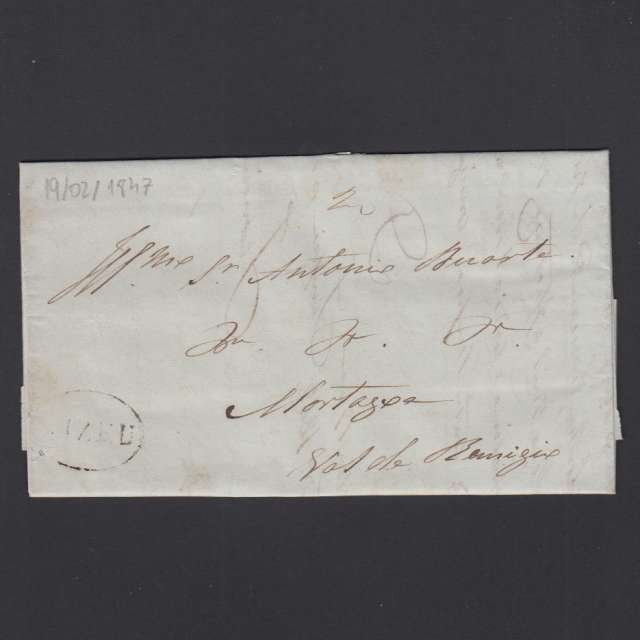 Pré-Filatélica circulada de Viseu para Vale de Remigio datada 19-02-1847