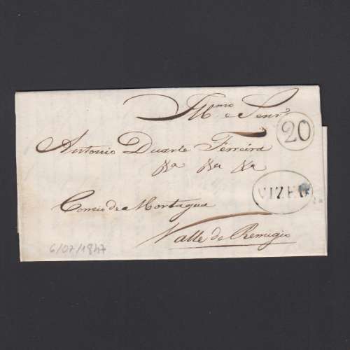 Pré-Filatélica circulada de Viseu para Vale de Remigio datada 06-07-1847
