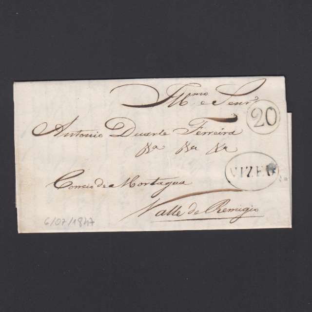 Pré-Filatélica circulada de Viseu para Vale de Remigio datada 06-07-1847