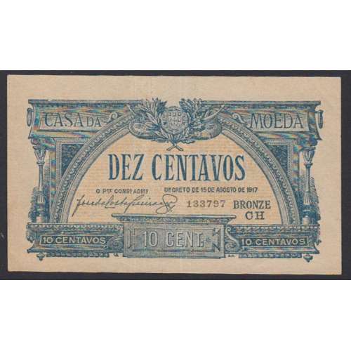 CÉDULA OFICIAL CASA DA MOEDA - 10 CENTAVOS 1917 ( POUCO CIRCULADA )