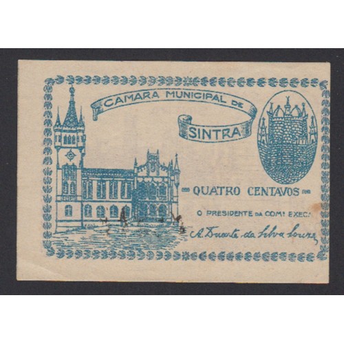CÉDULA CÂMARA MUNICIPAL DE SINTRA - VALE 4 CENTAVOS (NÃO CIRCULADA)