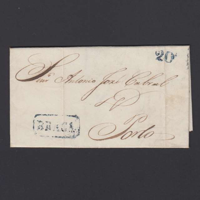 Pré-Filatélica circulada de Braga para Porto datada 23-07-1852