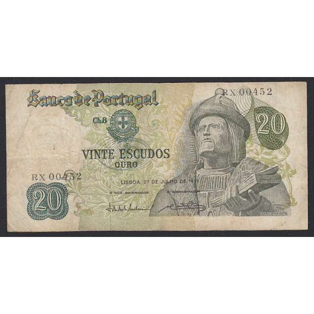 NOTA DE 20 ESCUDOS 1971 ( CIRCULADA ) "20$00 1971 Ch.8 GARCIA DE ORTA - BANCO DE PORTUGAL (27/07/1971)
