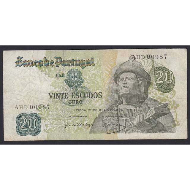 NOTA DE 20 ESCUDOS 1971 ( CIRCULADA ) "20$00 1971 Ch.8 GARCIA DE ORTA - BANCO DE PORTUGAL (27/07/1971)