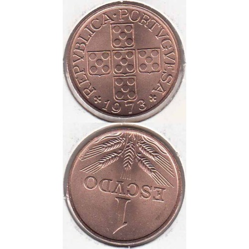 UM ESCUDO (1$00) BRONZE 1973