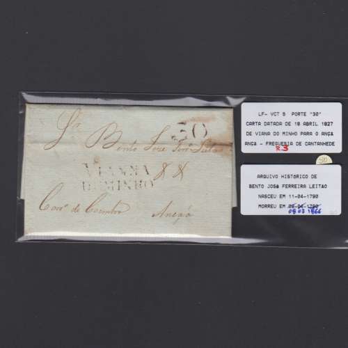 Pré-Filatélica circulada de Viana do Minho para Ançã datada 18-04-1827