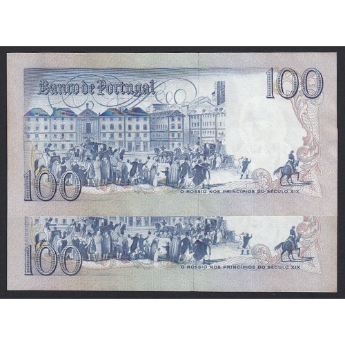 LOTE DE 2 NOTAS C/ NÚMEROS SEGUIDOS - 100 ESCUDOS 1980 (MUITO POUCO CIRCULADAS) "100$00 1980 Ch.8 BOCAGE - (02/09/1980)