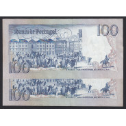 LOTE DE 2 NOTAS C/ NÚMEROS SEGUIDOS - 100 ESCUDOS 1980 (MUITO POUCO CIRCULADAS) "100$00 1980 Ch.8 BOCAGE - (02/09/1980)