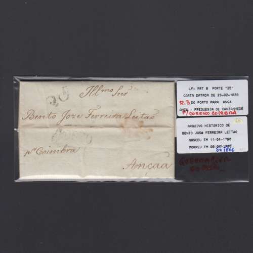 Pré-Filatélica circulada do Porto para Ançã datada 23-02-1830