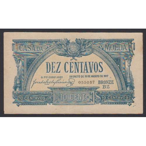 CÉDULA OFICIAL CASA DA MOEDA - 10 CENTAVOS 1917 ( POUCO CIRCULADA )