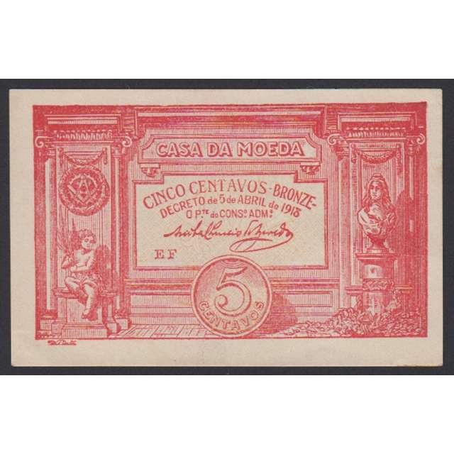 CÉDULA OFICIAL CASA DA MOEDA - 5 CENTAVOS 1918 ( NÃO CIRCULADA )