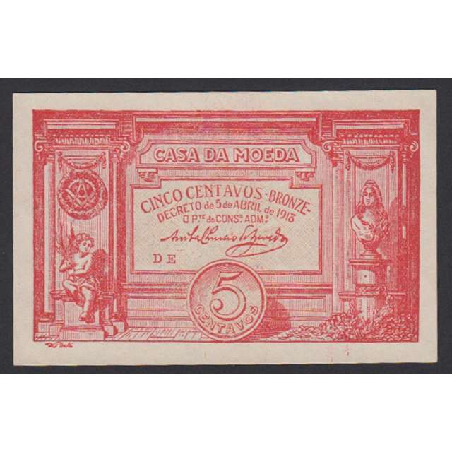 CÉDULA OFICIAL CASA DA MOEDA - 5 CENTAVOS 1918 ( NÃO CIRCULADA )