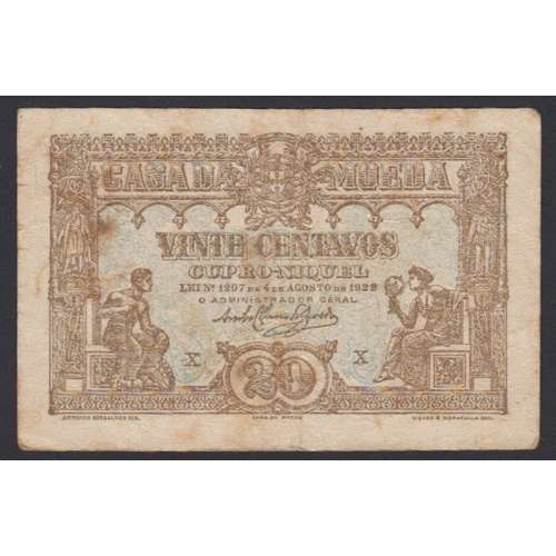 CÉDULA OFICIAL CASA DA MOEDA - 20 CENTAVOS 1922 ( CIRCULADA + )