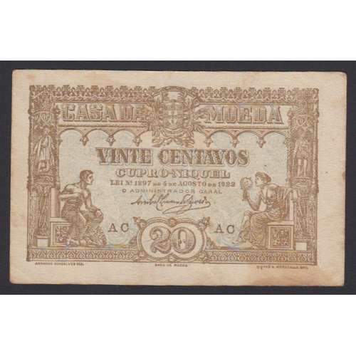CÉDULA OFICIAL CASA DA MOEDA - 20 CENTAVOS 1922 ( CIRCULADA )