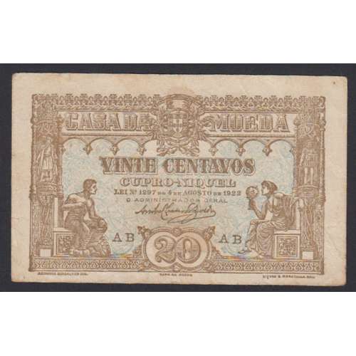CÉDULA OFICIAL CASA DA MOEDA - 20 CENTAVOS 1922 ( CIRCULADA )
