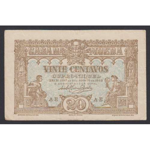CÉDULA OFICIAL CASA DA MOEDA - 20 CENTAVOS 1922 ( CIRCULADA )