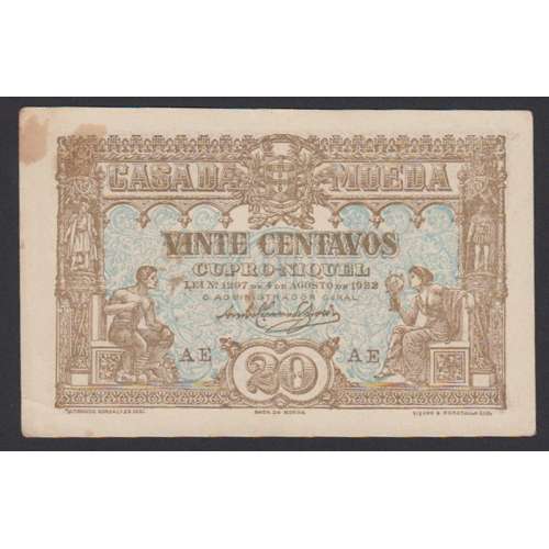 CÉDULA OFICIAL CASA DA MOEDA - 20 CENTAVOS 1922 ( NÃO CIRCULADA COM MANCHAS)