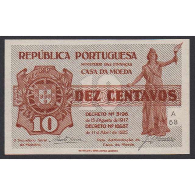 CÉDULA OFICIAL CASA DA MOEDA - 10 CENTAVOS 1917 ( NÃO CIRCULADA )
