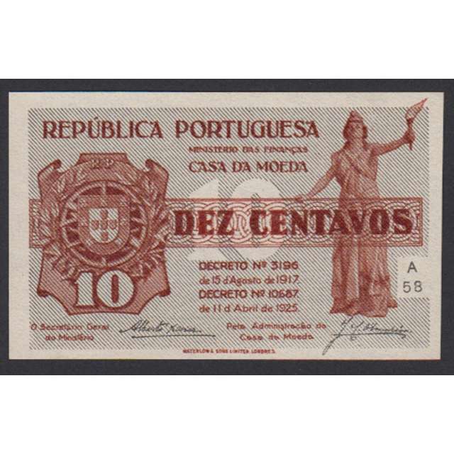 CÉDULA OFICIAL CASA DA MOEDA - 10 CENTAVOS 1917 ( NÃO CIRCULADA )