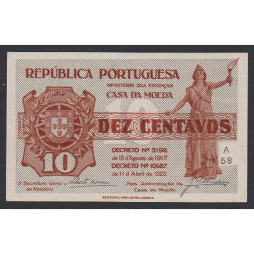 CÉDULA OFICIAL CASA DA MOEDA - 10 CENTAVOS 1917 ( NÃO CIRCULADA )