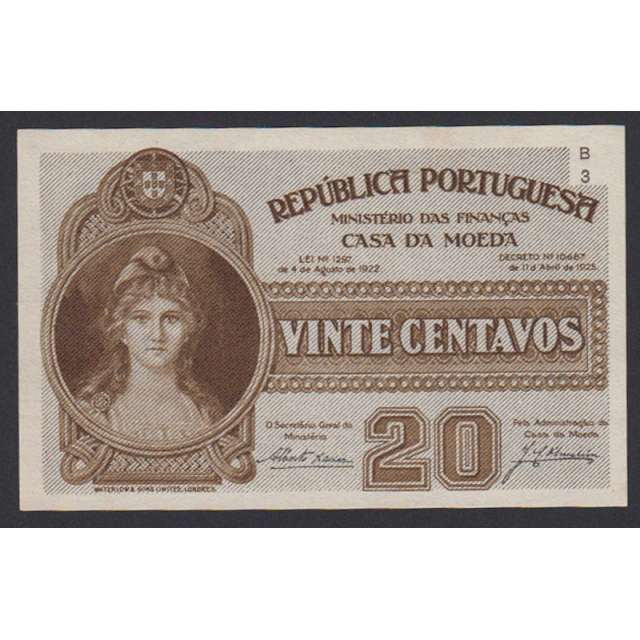 CÉDULA OFICIAL CASA DA MOEDA - 20 CENTAVOS 1917 ( NÃO CIRCULADA )