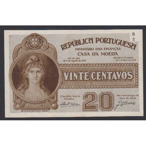 CÉDULA OFICIAL CASA DA MOEDA - 20 CENTAVOS 1917 ( NÃO CIRCULADA )