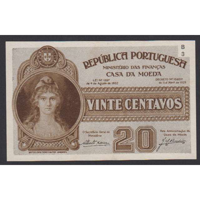 CÉDULA OFICIAL CASA DA MOEDA - 20 CENTAVOS 1917 ( NÃO CIRCULADA )