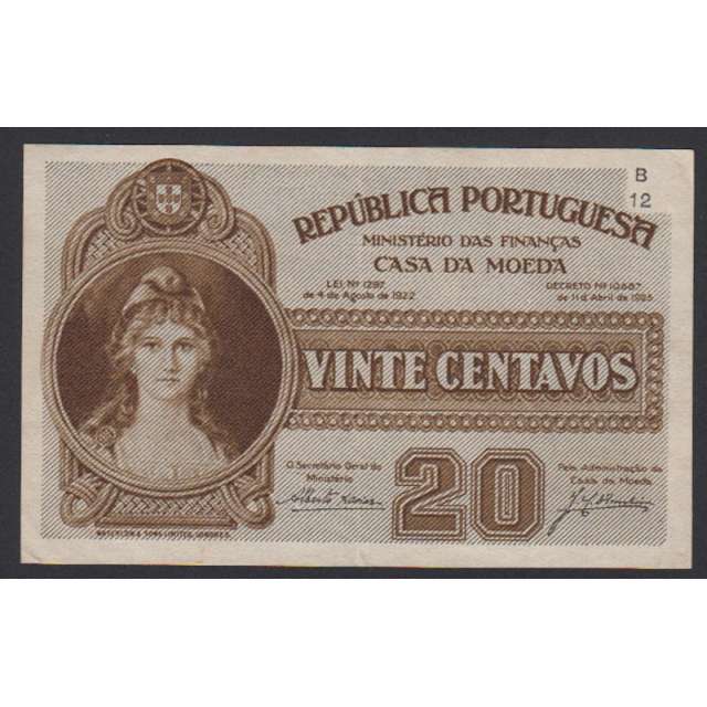 CÉDULA OFICIAL CASA DA MOEDA - 20 CENTAVOS 1917 ( POUCO CIRCULADA )