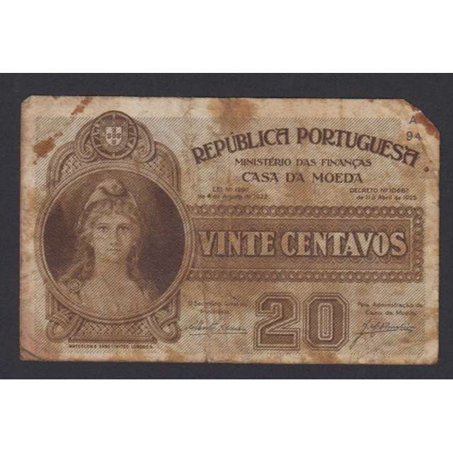 CÉDULA OFICIAL CASA DA MOEDA - 20 CENTAVOS 1917 ( CIRCULADA +)