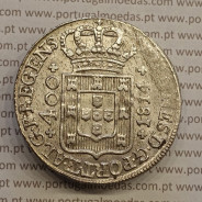 MOEDA CRUZADO NOVO PRATA (480 RÉIS) 1814 COROA BAIXA DIADEMA LOZANGO 4 PONTOS - D. JOÃO PRÍNCIPE REGENTE