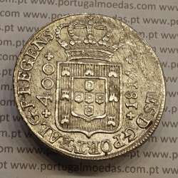 MOEDA CRUZADO NOVO PRATA (480 RÉIS) 1814 COROA BAIXA DIADEMA LOZANGO 4 PONTOS - D. JOÃO PRÍNCIPE REGENTE