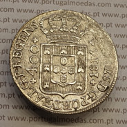 MOEDA CRUZADO NOVO PRATA (480 RÉIS) 1814 COROA BAIXA DIADEMA LOZANGO 4 PONTOS - D. JOÃO PRÍNCIPE REGENTE