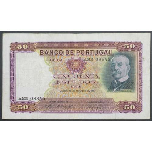 NOTA DE 50 ESCUDOS 1941 ( CIRCULADA ) "50$00 1941 Ch.6A RAMALHO ORTIGÃO - BANCO DE PORTUGAL (25/11/1941)