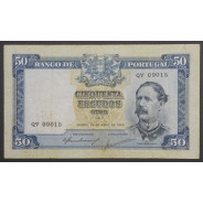 NOTA DE 50 ESCUDOS 1953 ( CIRCULADA ) "50$00 1953 Ch.7 FONTES PEREIRA DE MELLO - BANCO DE PORTUGAL (28/04/1953)