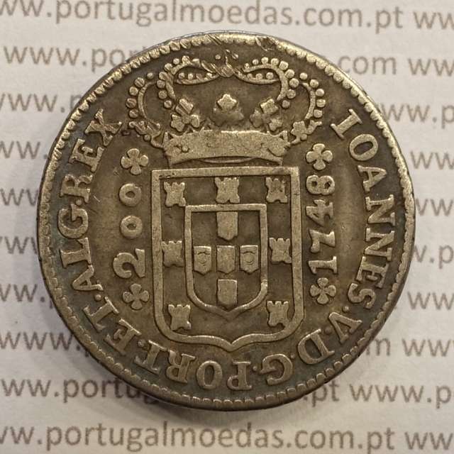 MOEDA DE 12 VINTÉNS (240 RÉIS) 1748 (MBC) COROA COM ARCOS SIMPLES - D. JOÃO V