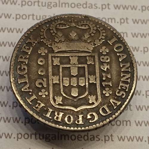 MOEDA DE 12 VINTÉNS (240 RÉIS) 1748 (MBC) COROA COM ARCOS SIMPLES - D. JOÃO V