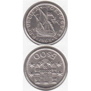 5$00 escudos 1965 cupro-níquel, 5 Escudos 1965 cuproníquel da República Portuguesa, (Soberba), World Coins Portugal KM 591